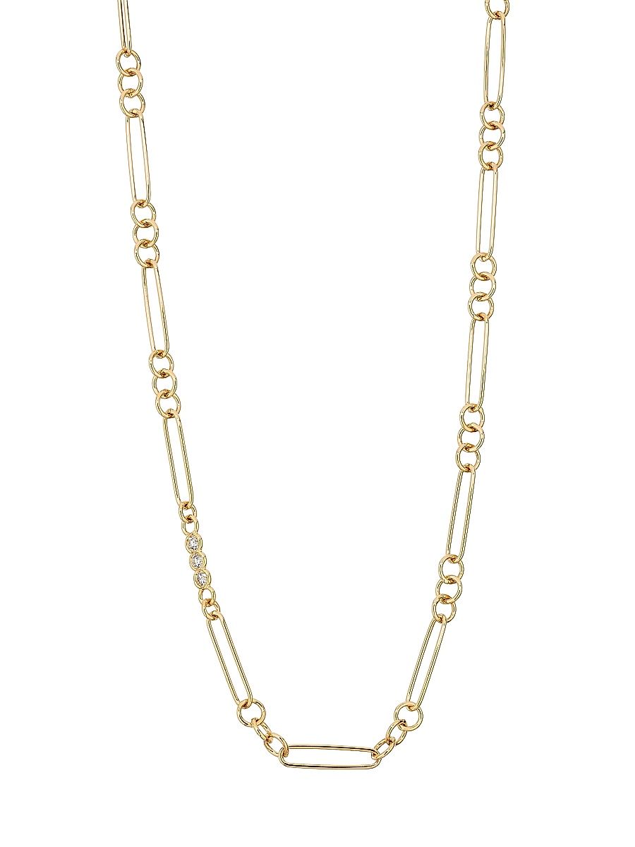 Women's Tiny Treasures 18K Yellow Gold, Ruby & 0.18 TCW Diamond Necklace - Yellow Gold