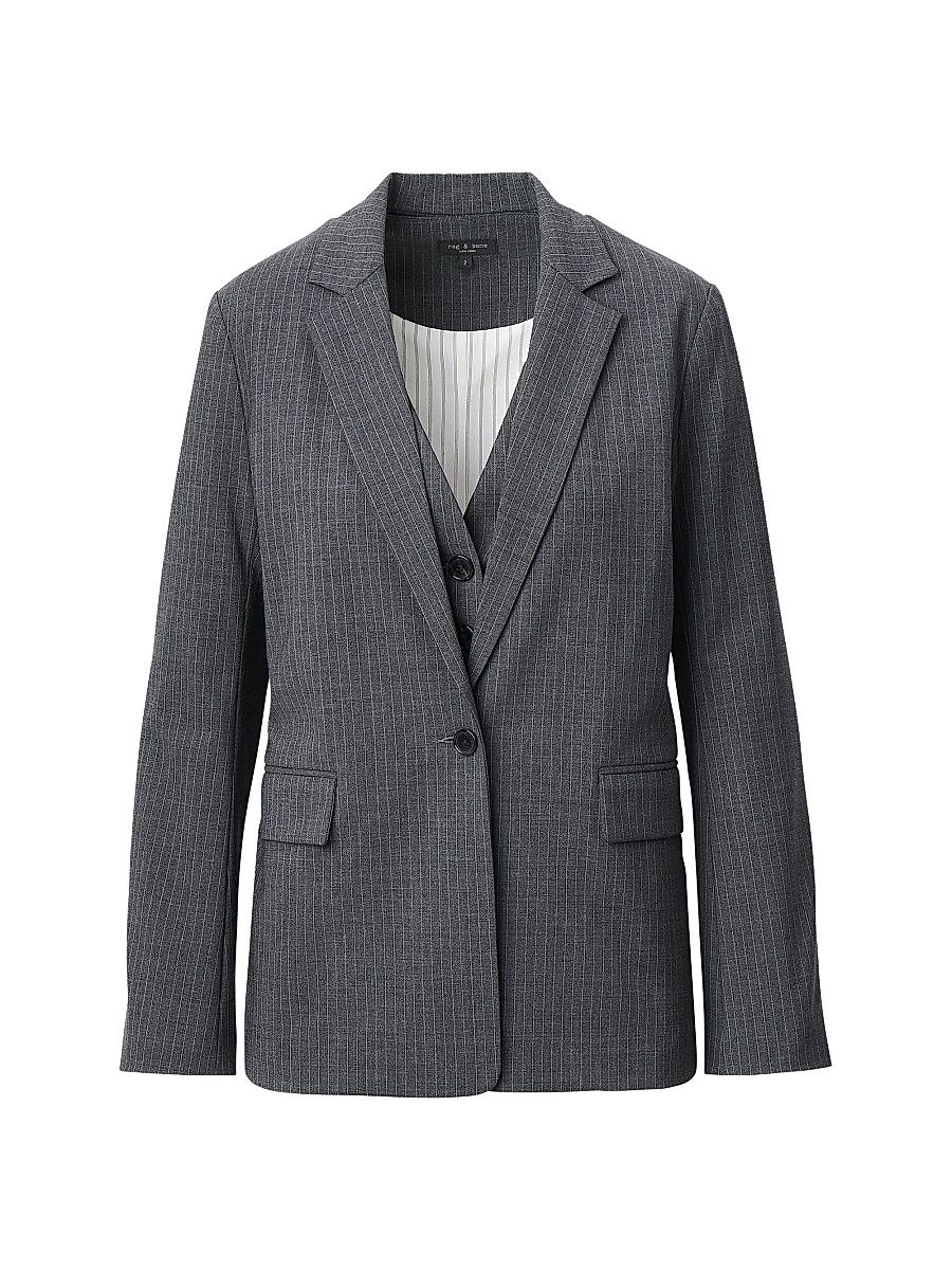 Women's Jennifer Striped 2-In-1 Blazer - Grey Stripe - Size 16