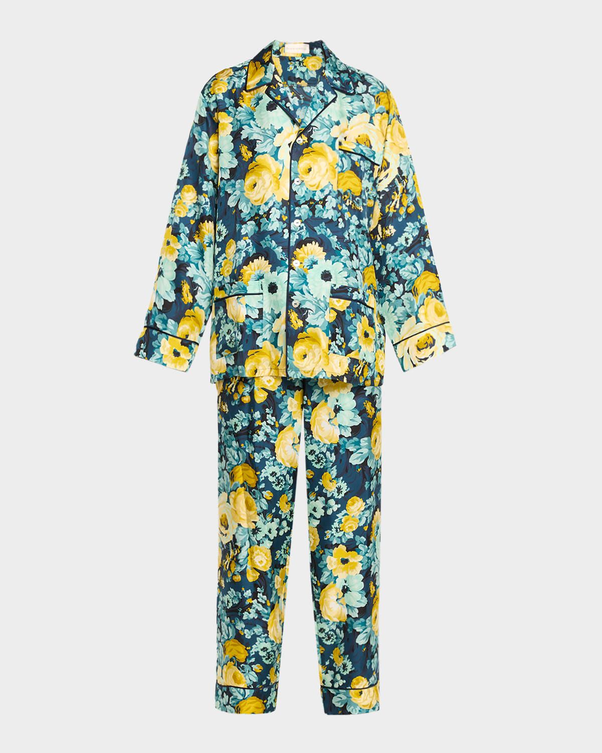 Yves Floral-Print Silk Twill Pajama Set