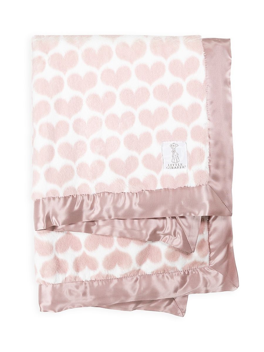 Luxe Heart Faux-Fur Blanket - Dusty Pink