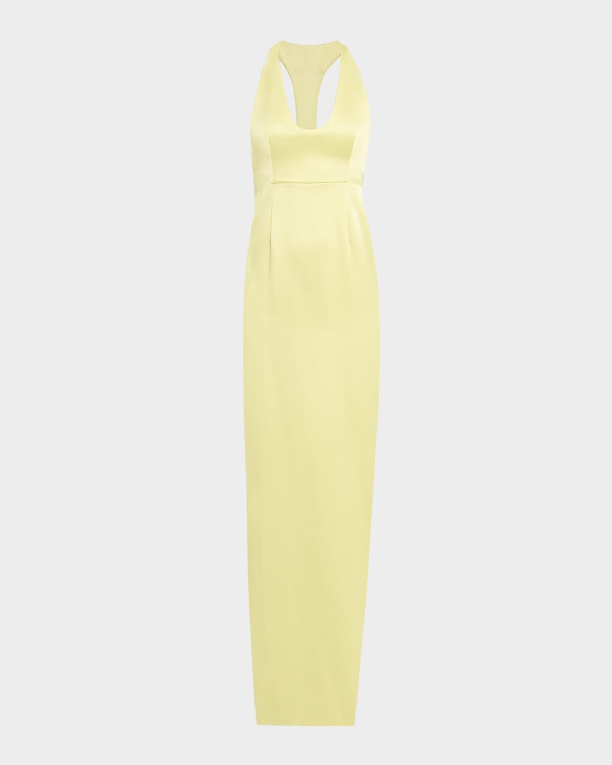 Constance Racerback Satin Halter Gown