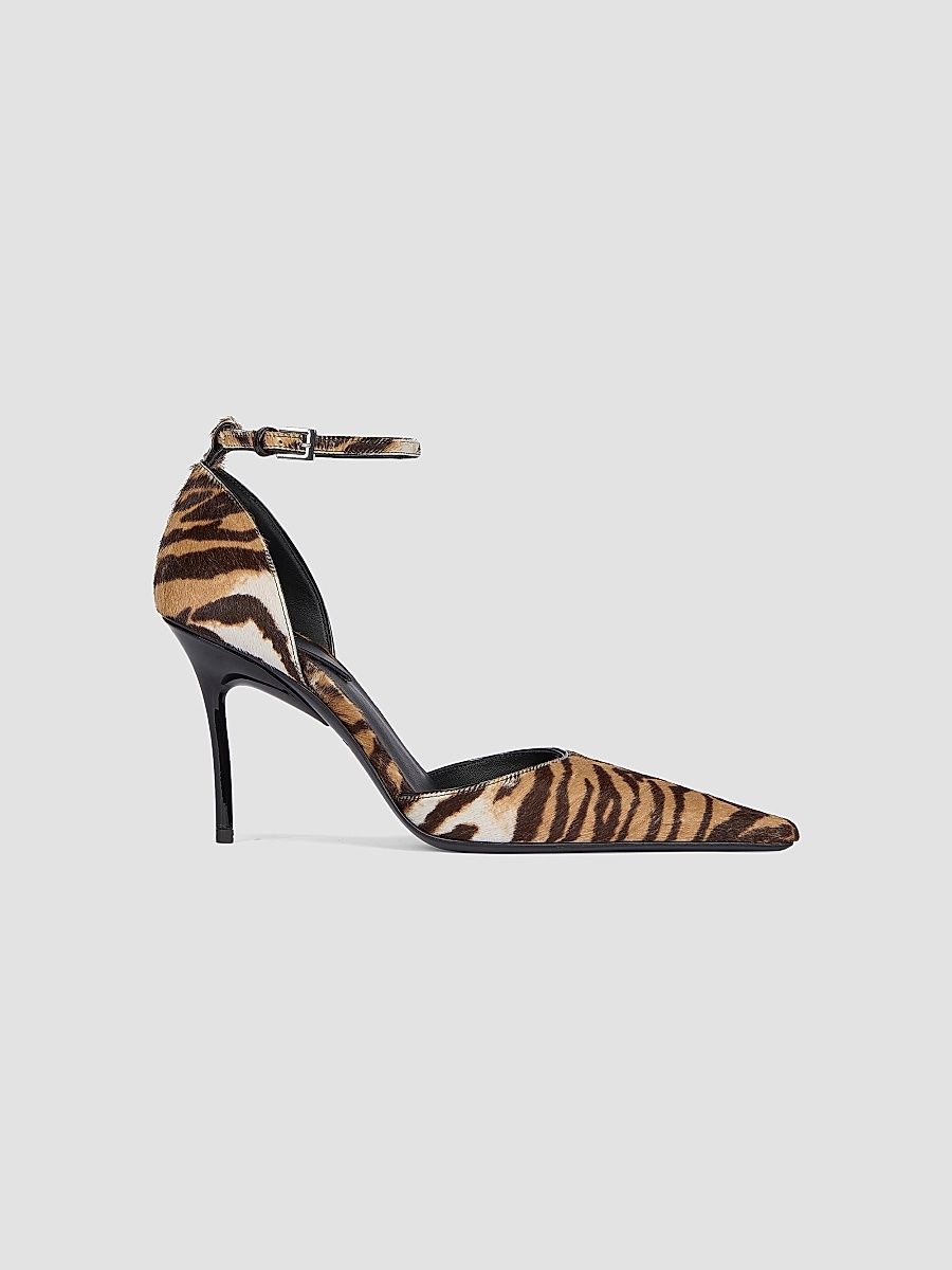 ALAÏA Women's D'Orsay 90MM Tiger-Striped Calf Hair Stiletto Pumps - Naturel - Size 12