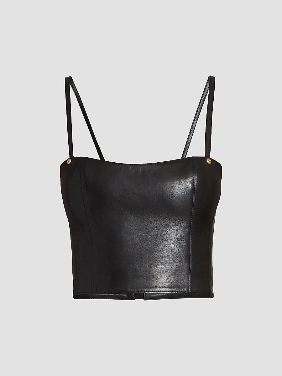 Balmain Women's Leather Bustier Top - Black - Size 2