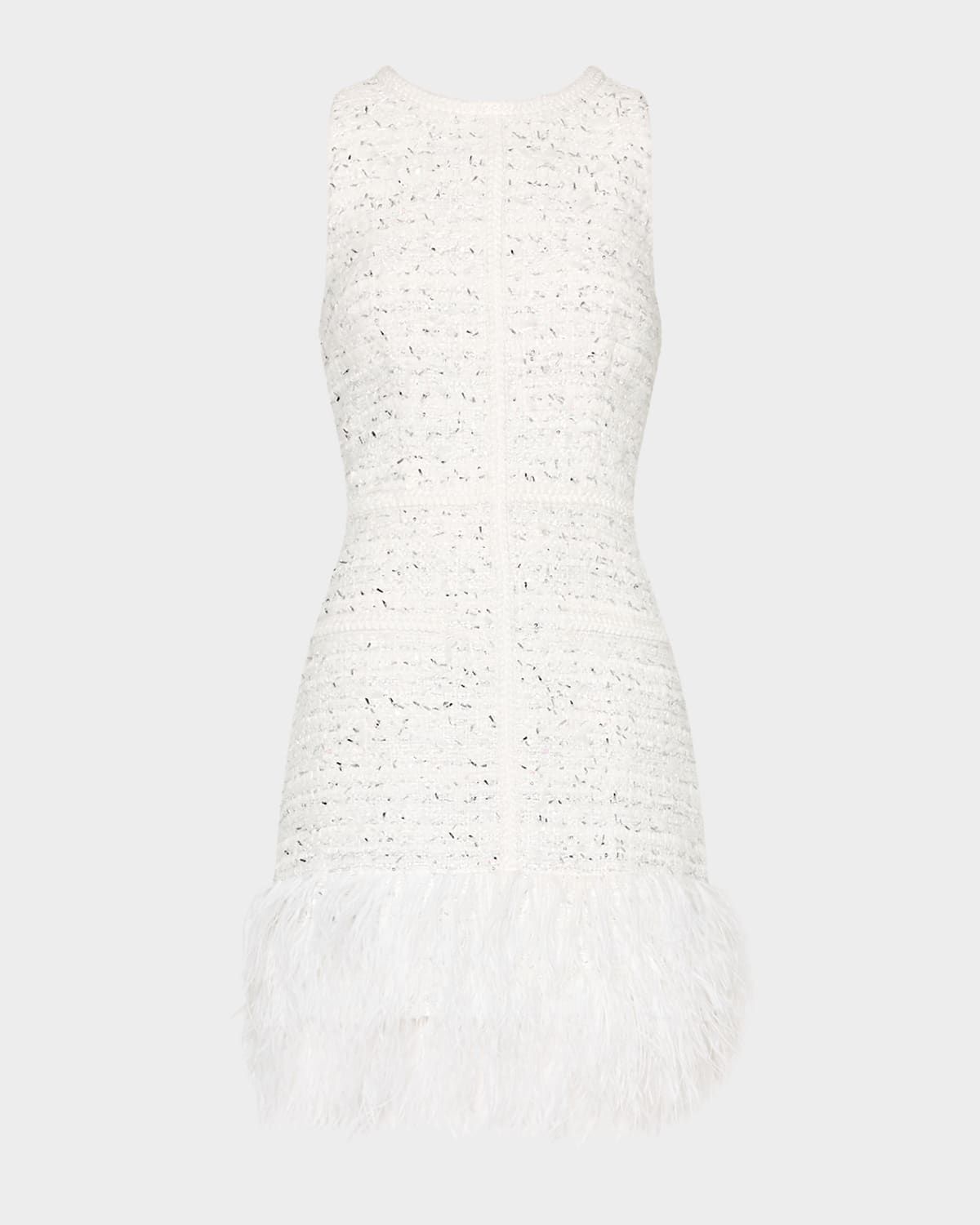 Raven Metallic Tweed Feathered Mini Dress