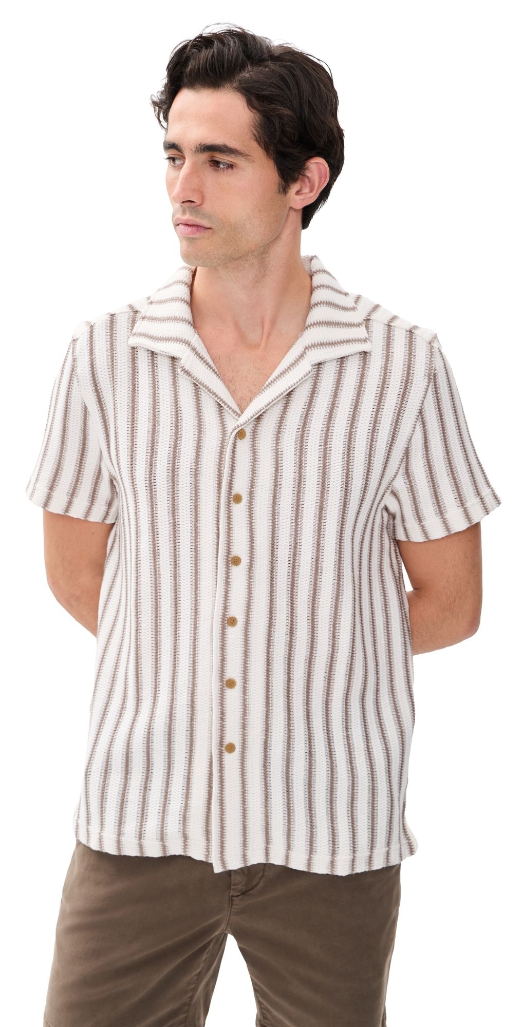 Fair Harbor Waveloom Crochet Shirt Natural L