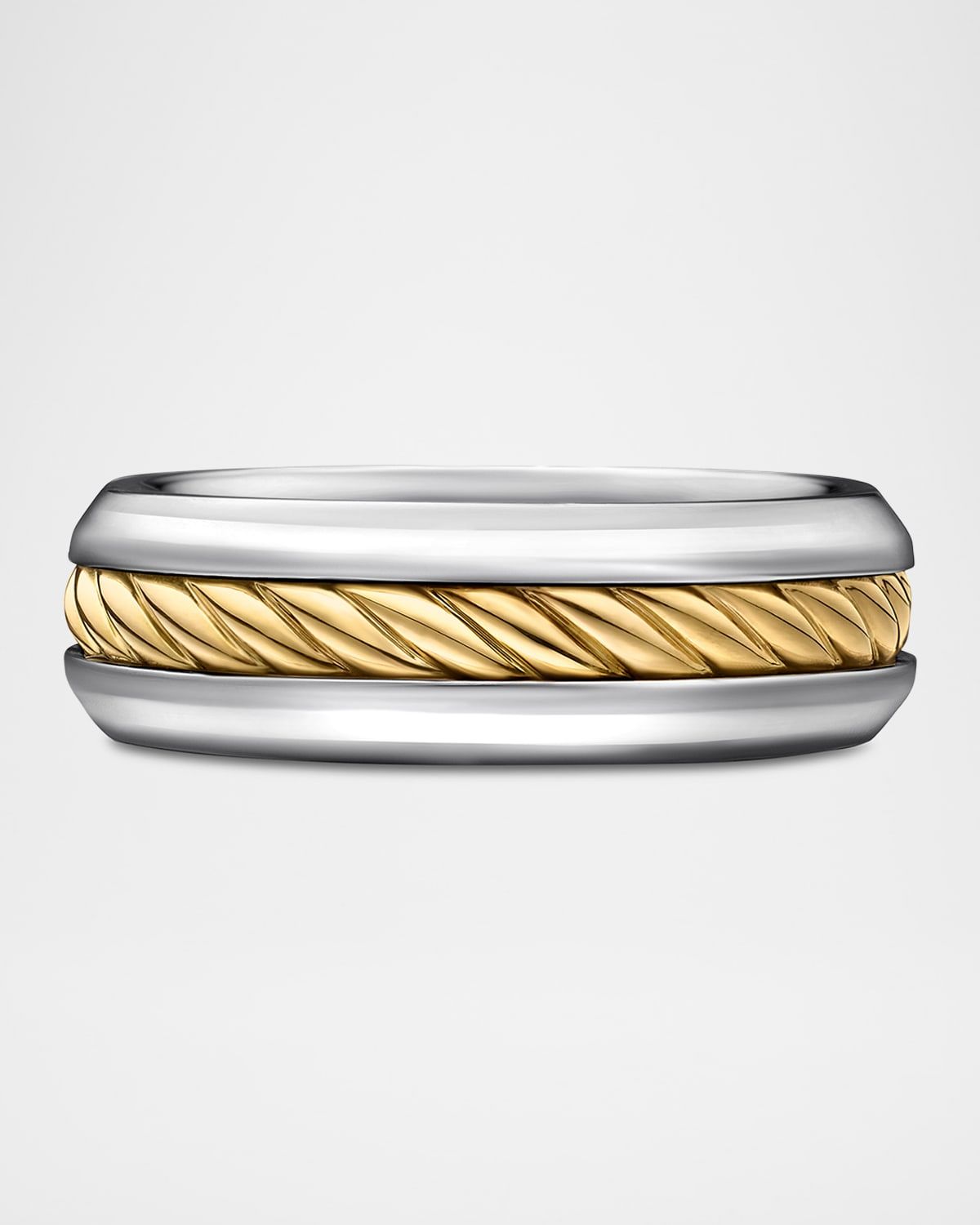 8mm Men & apos;s Cable Ring in Silver