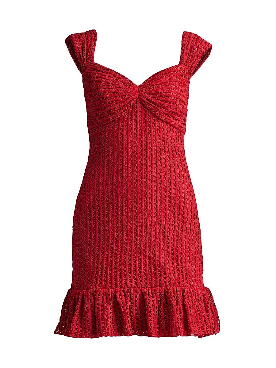 Women's Crocheted Sweetheart Minidress - Rouge - Size 12