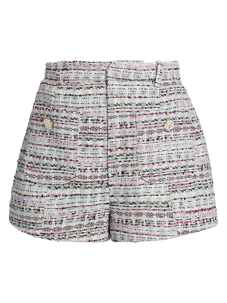 Women's Auden Boucle Tweed Shorts - Vibrant Plum Multi - Size 16