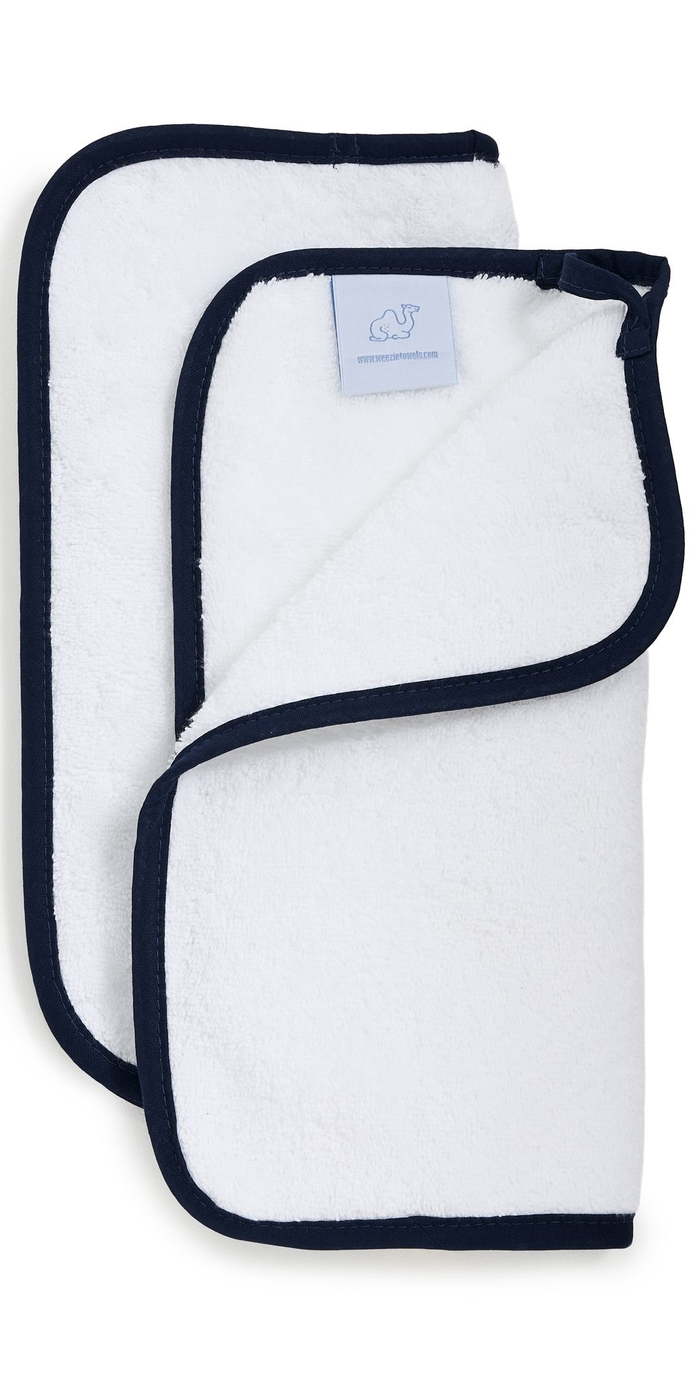 Weezie Signature Washcloths 2 Pack Navy on White One Size