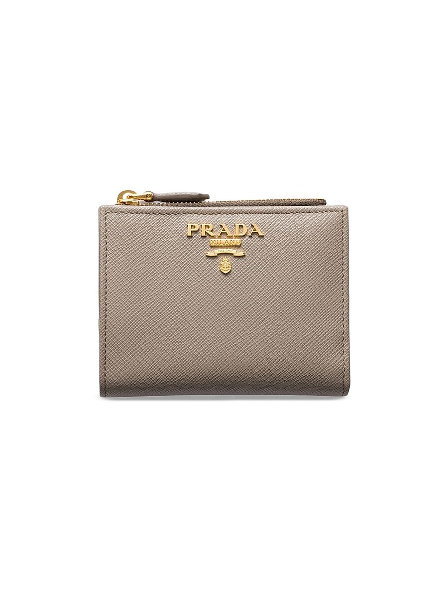 Women's Small Saffiano Leather Wallet - Beige