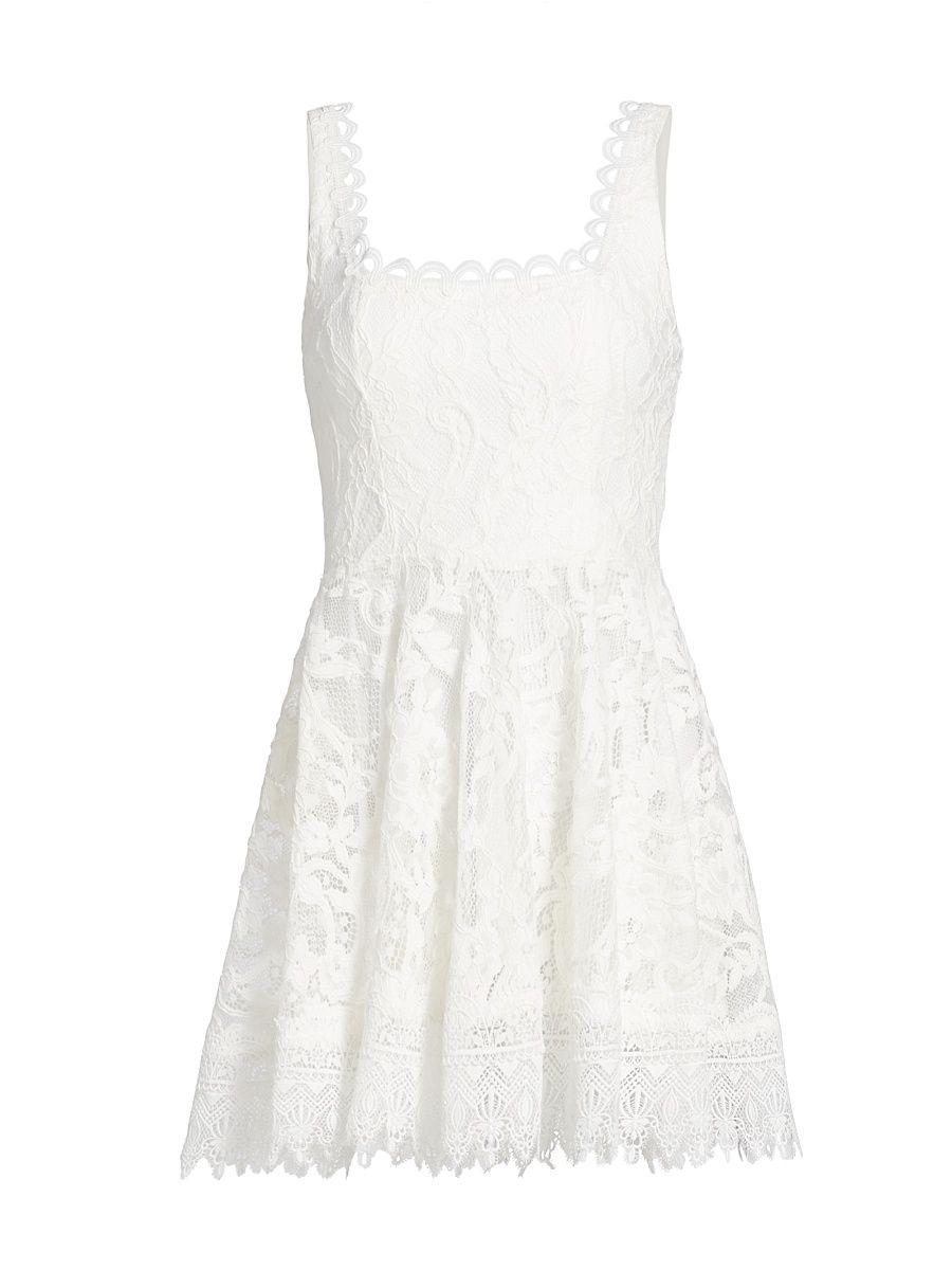 Women's Flor Del Viento Havana Lace Sleeveless A-Line Minidress - White - Size Medium