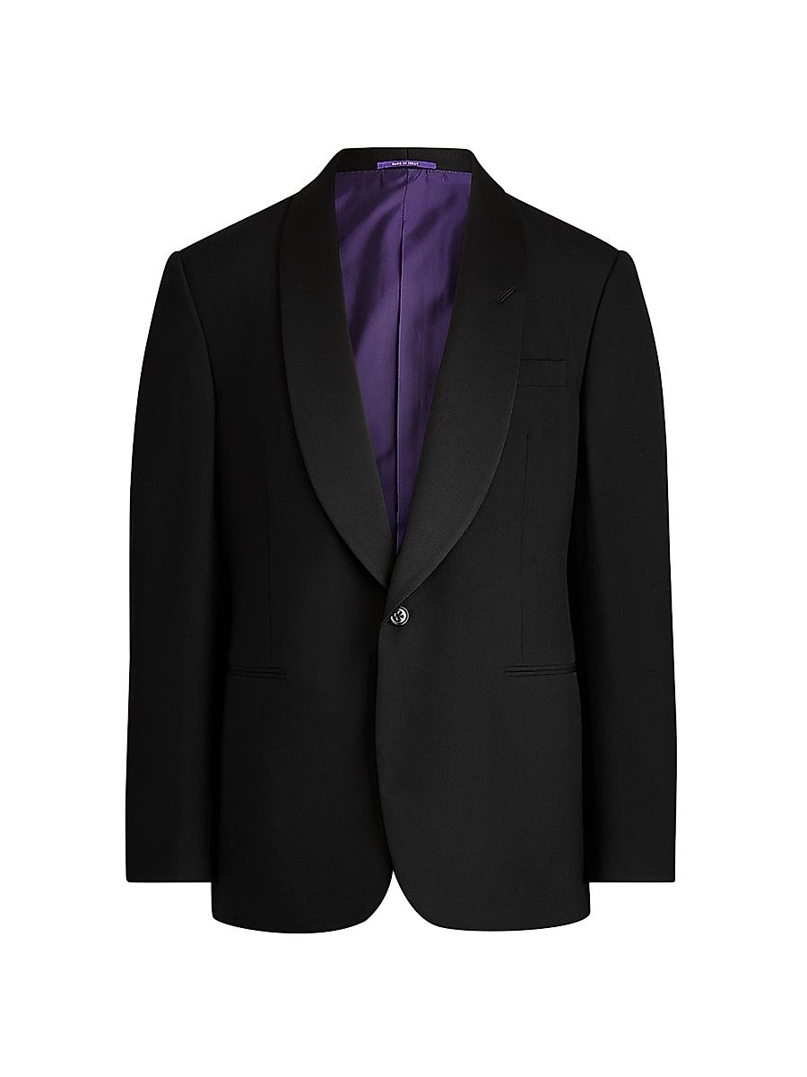 Men's Gregory Barathea Wool Shawl-Lapel Tuxedo - Black - Size 48