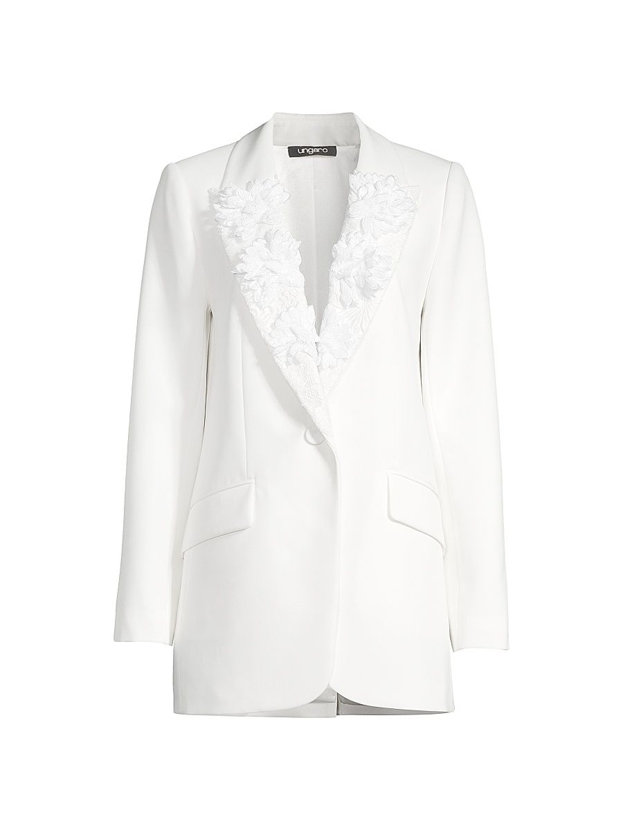 Women's Cleo Floral Applique Jacket - Ivory - Size Small