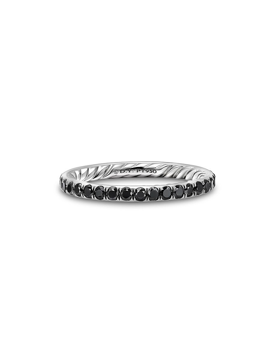 Women's DY Eden Band Ring in Platinum - Silver Black - Size 4