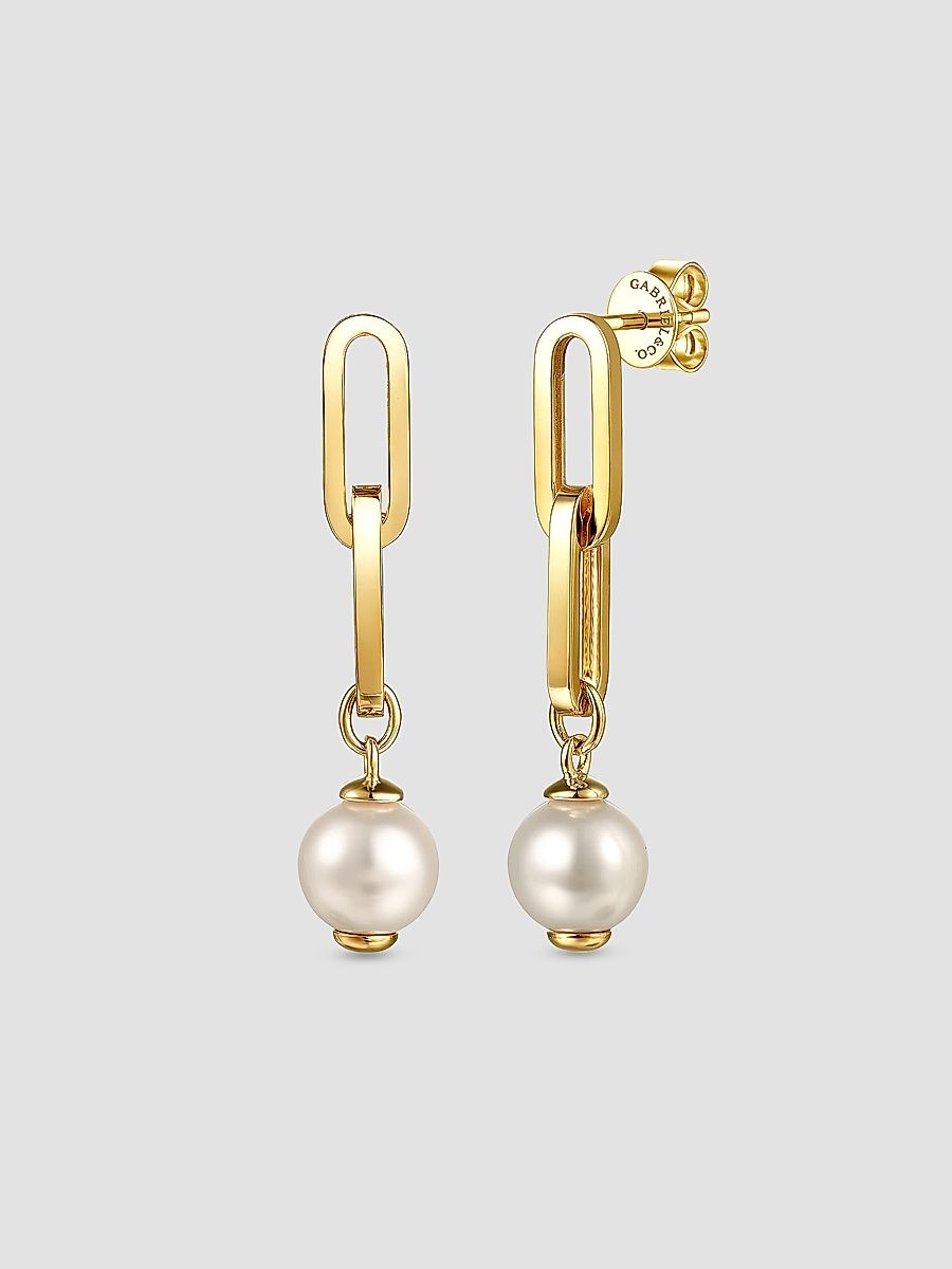 Gabriel & Co Women's Contemporary 14K Yellow Gold & Cultured Freshwater Pearl Drop Earrings - Yellow Gold