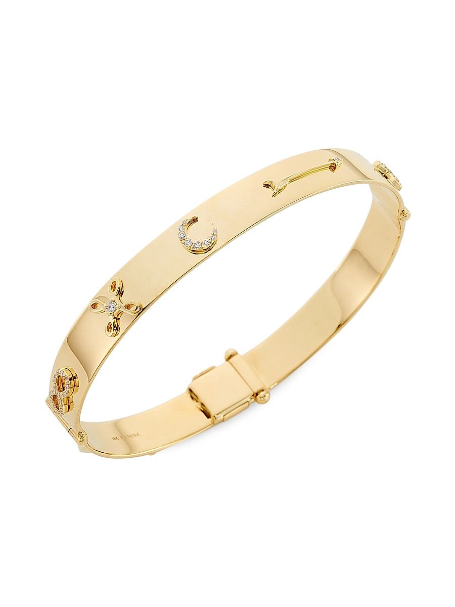 Women's Symbols Classic Triptych 18K Yellow Gold & 0.65 TCW Diamond Bangle - Yellow Gold