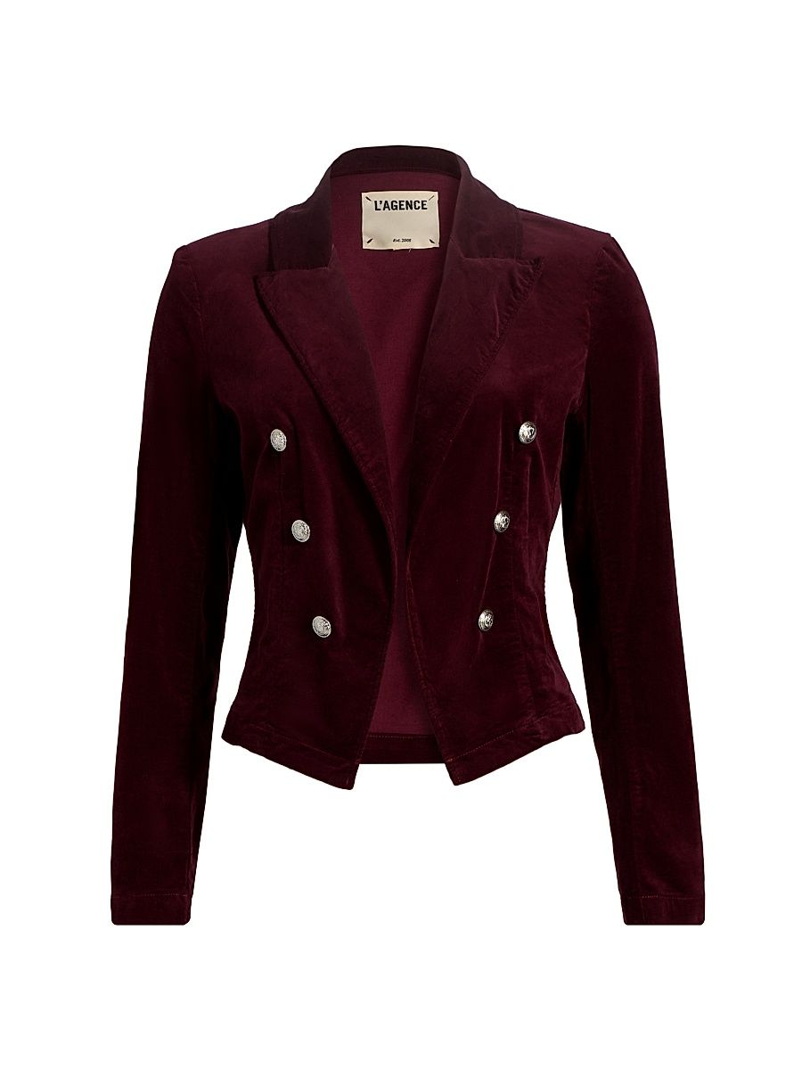 Women's Wayne Cropped Velveteen Jacket - Dark Port - Size Large