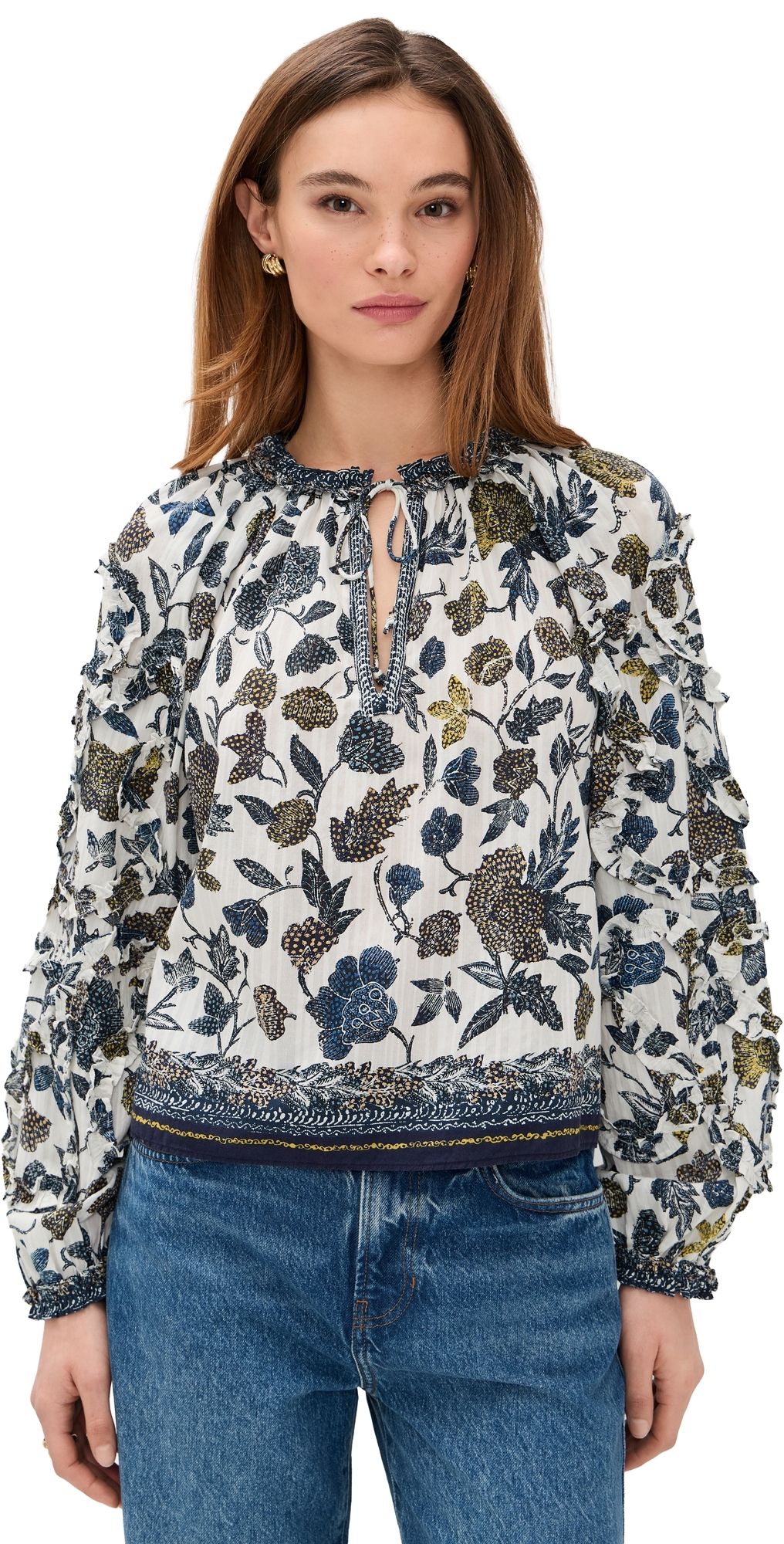 Ulla Johnson Azrou Cotton Long Sleeve Blouse Porcelain 12