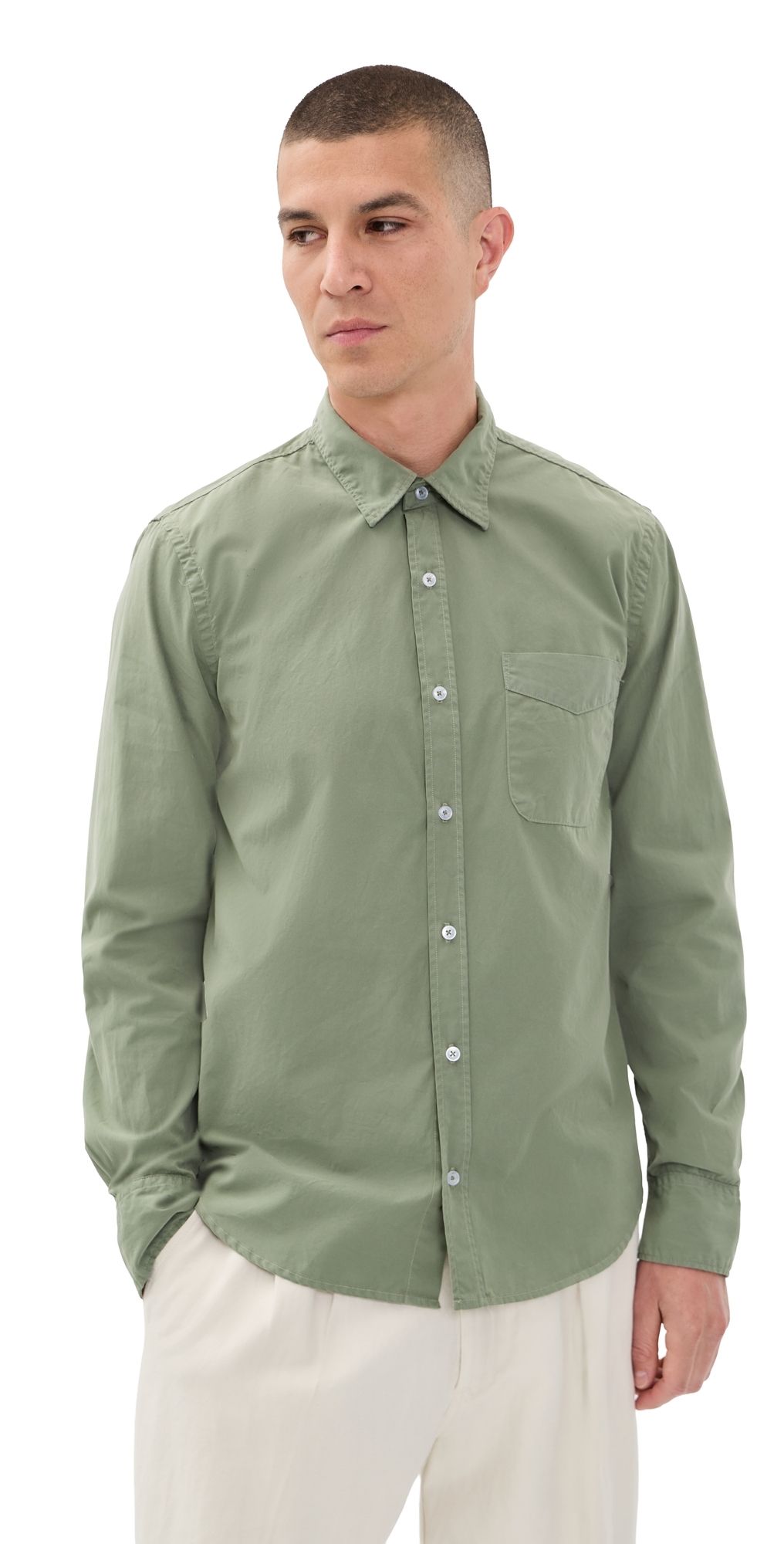 Save Khaki Poplin Standard Button Down Shirt Lichen XL