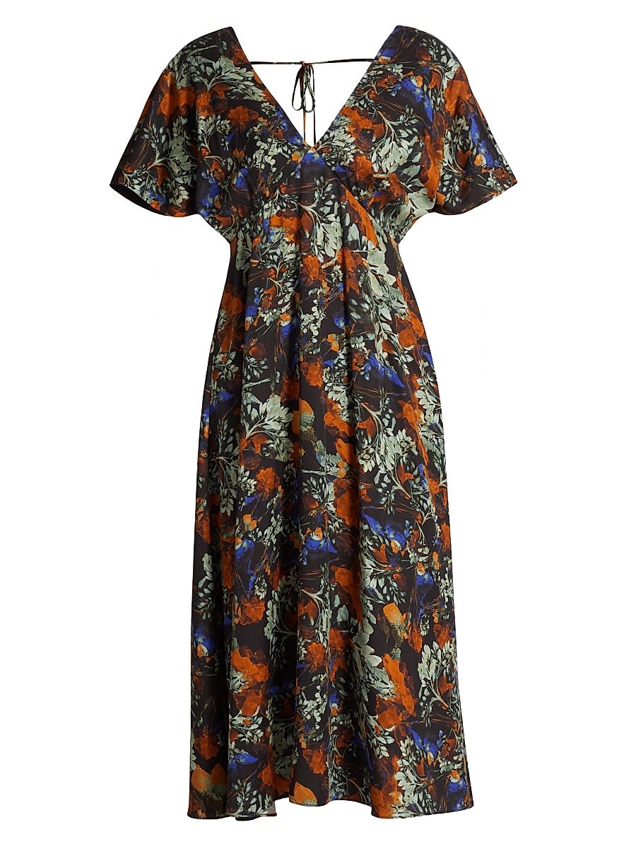 Women's Cecile Flutter Sleeve Midi-Dress - Copper Multi - Size 8
