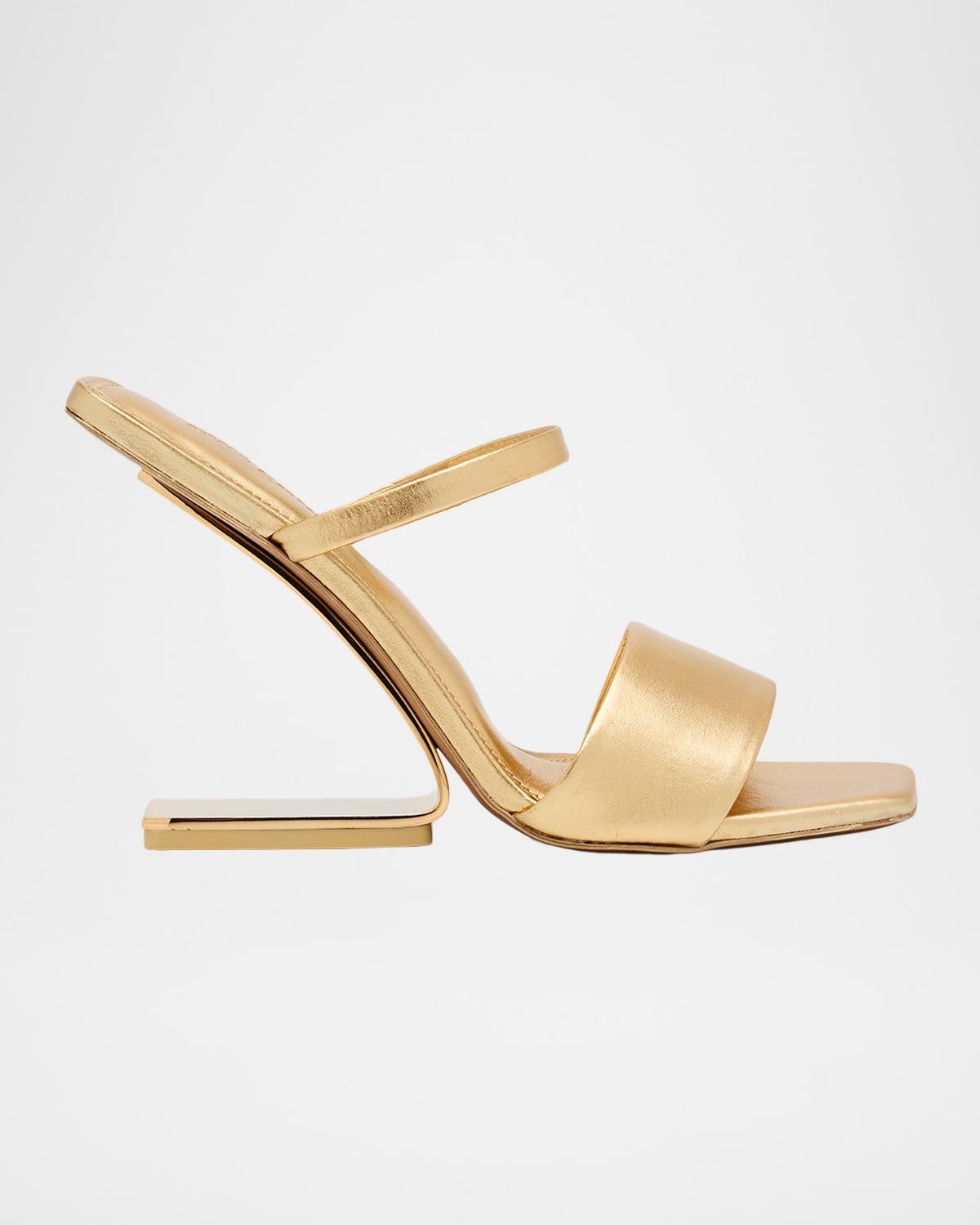 Rene Metallic Leather Architectural-Heel Sandals