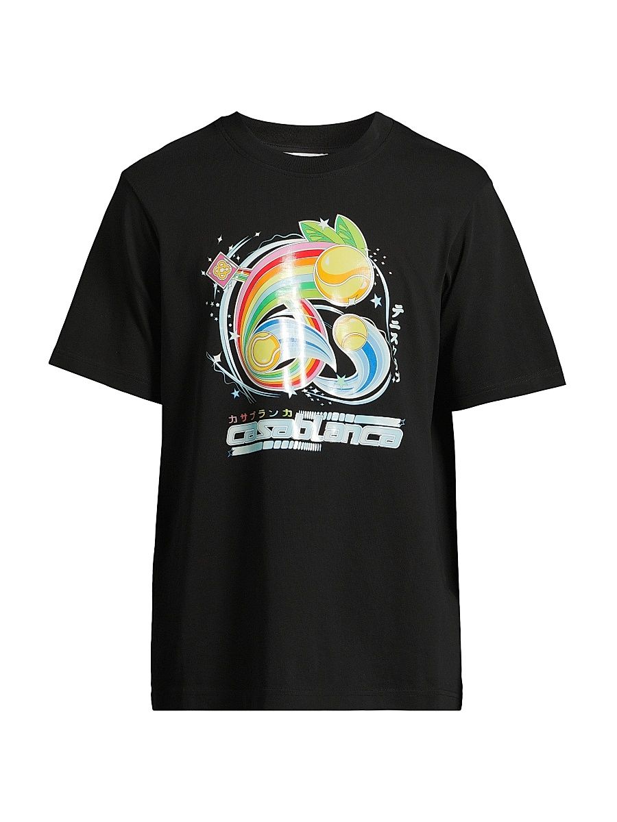 Men's Manga Tennis Ball Crewneck T-Shirt - Black Jersey - Size Small