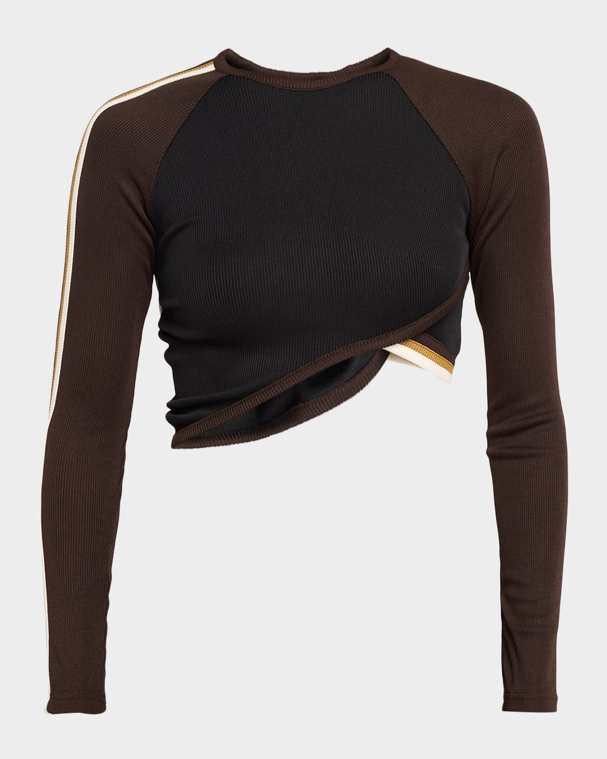 Verner Long-Sleeve Crop Overlapping Top