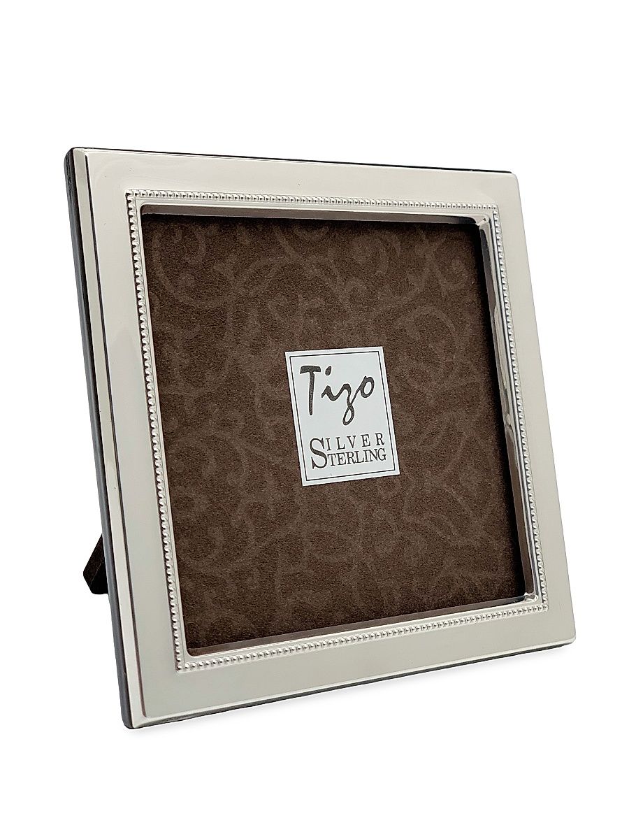 Sterling Silver Luxe Beaded Frame - Silver - Size 3x3