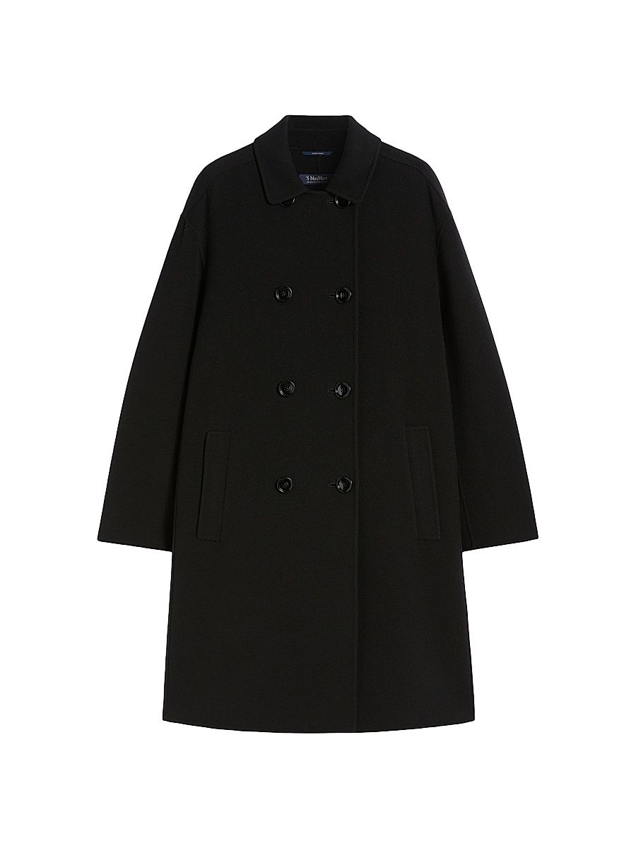 Women's Double Sided Wool Coat - Black - Size 14