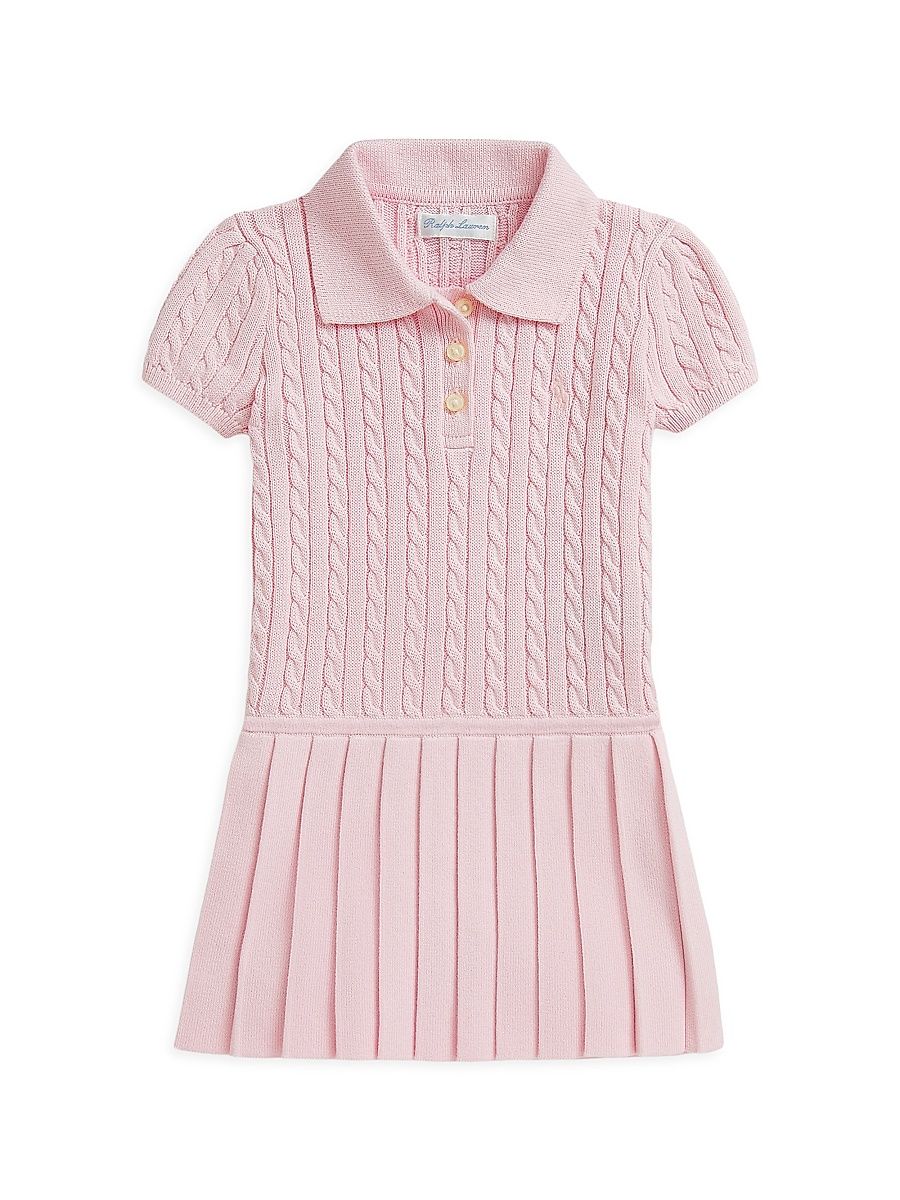 Baby Girl's Cable-Knit Pleated Polo Dress - Hint Of Pink - Size 3 Months