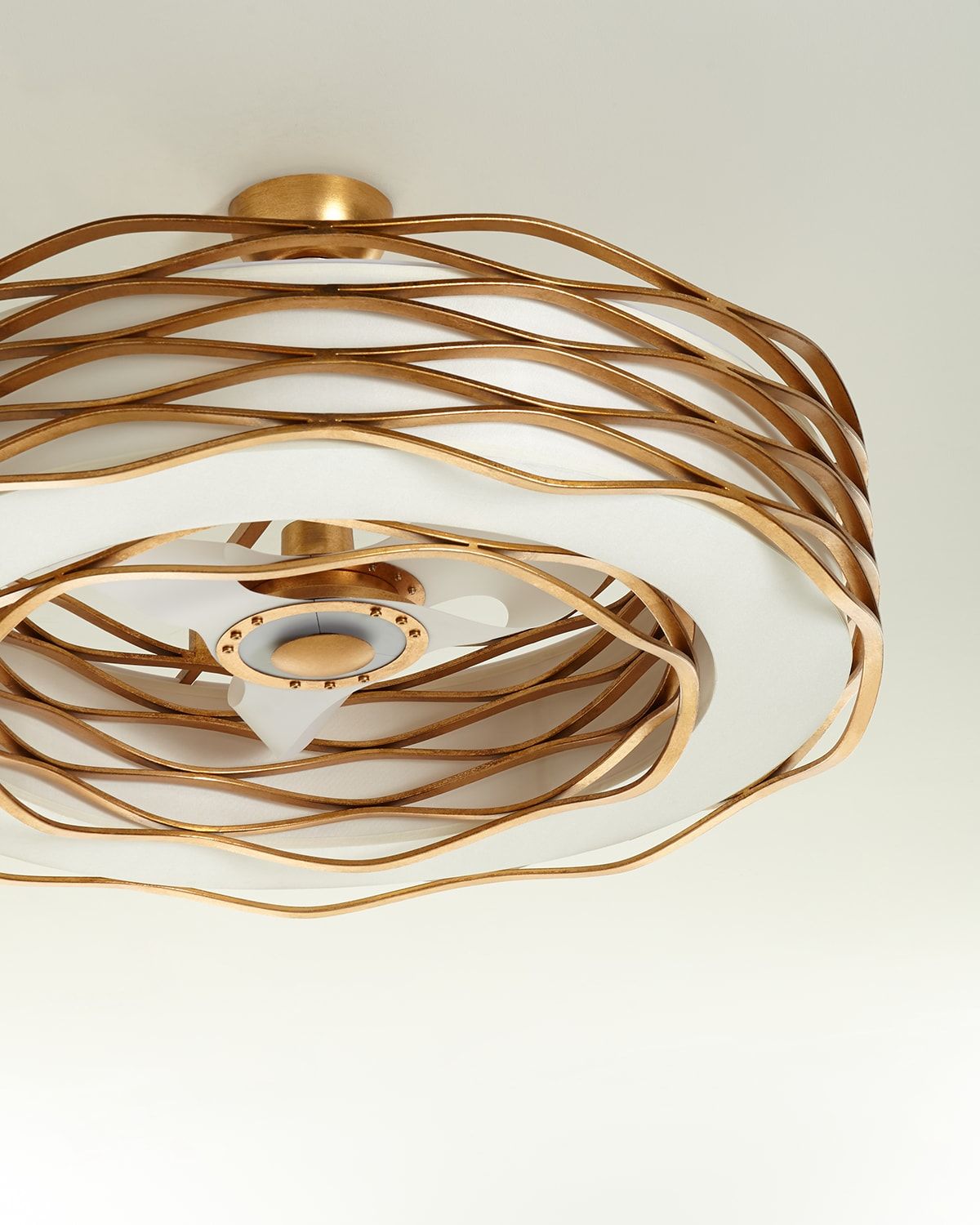 Ribbons of Gold 12-Light Pendant with Fan