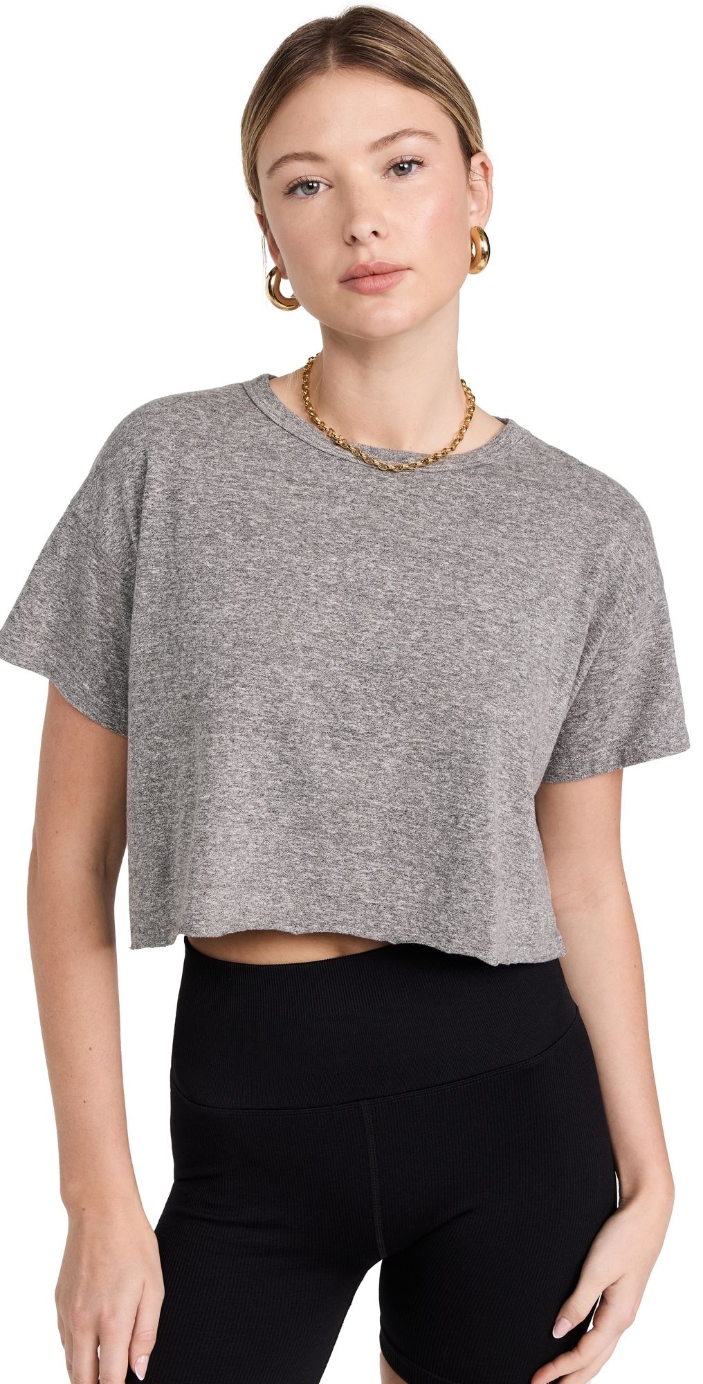 Year of Ours YOS Cropped Tee Heathered Grey XL
