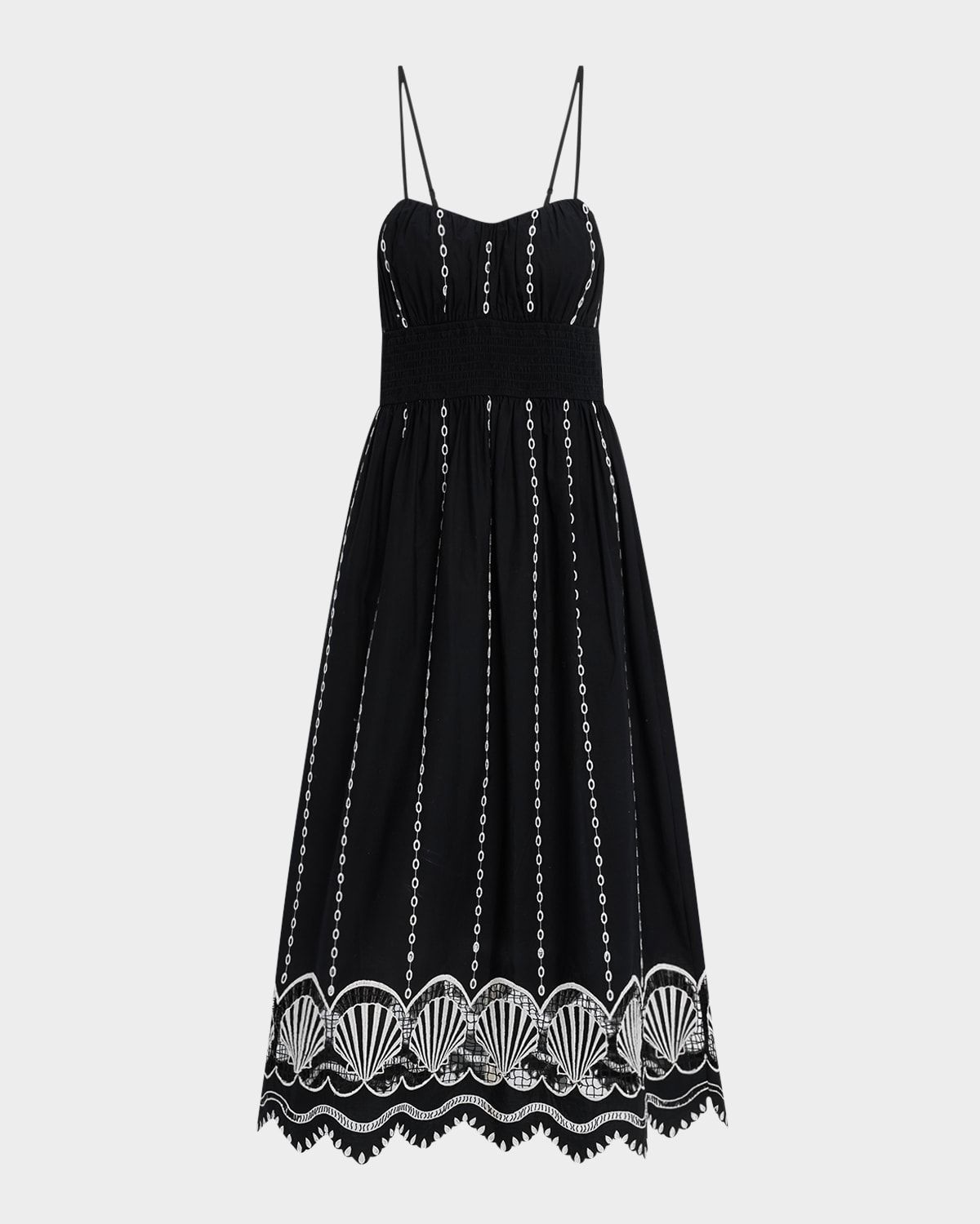 Granada Seashell Embroidered Midi Dress