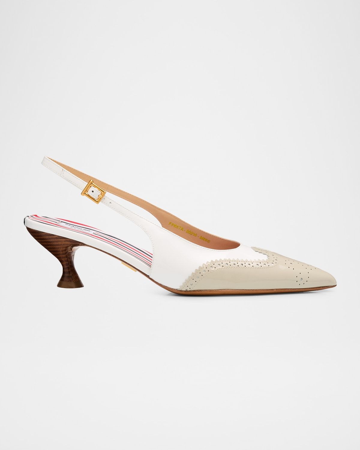 50mm Brogue Leather Slingback Pumps