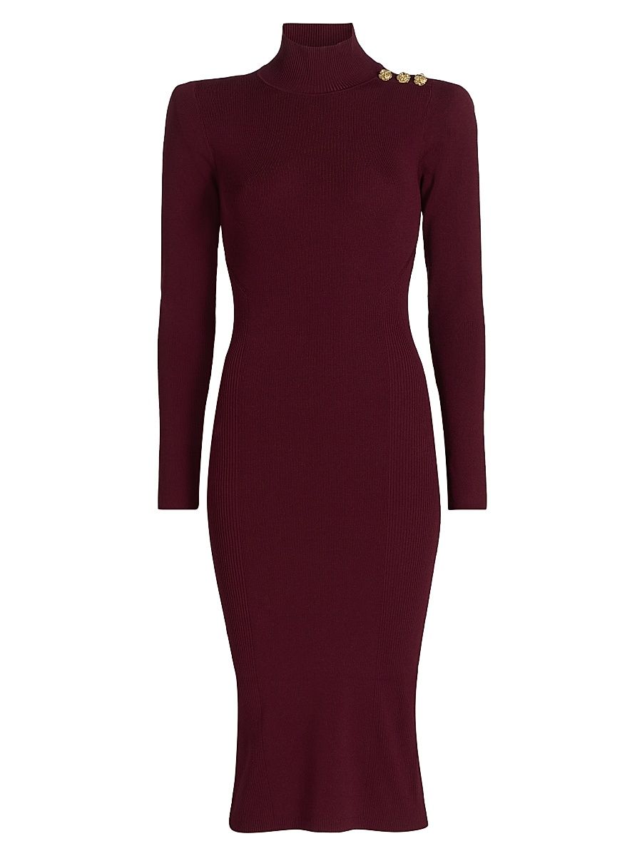 Women's Larelle Ribbed Body-Con Midi-Dress - Dark Port Gold - Size Large