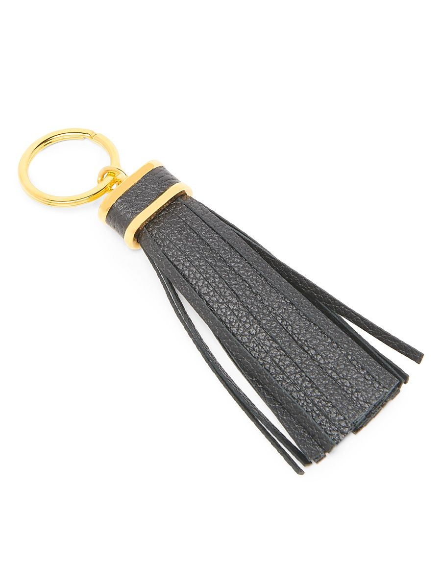 Men's Soft Grain Leather T Tassel Keyring - Black