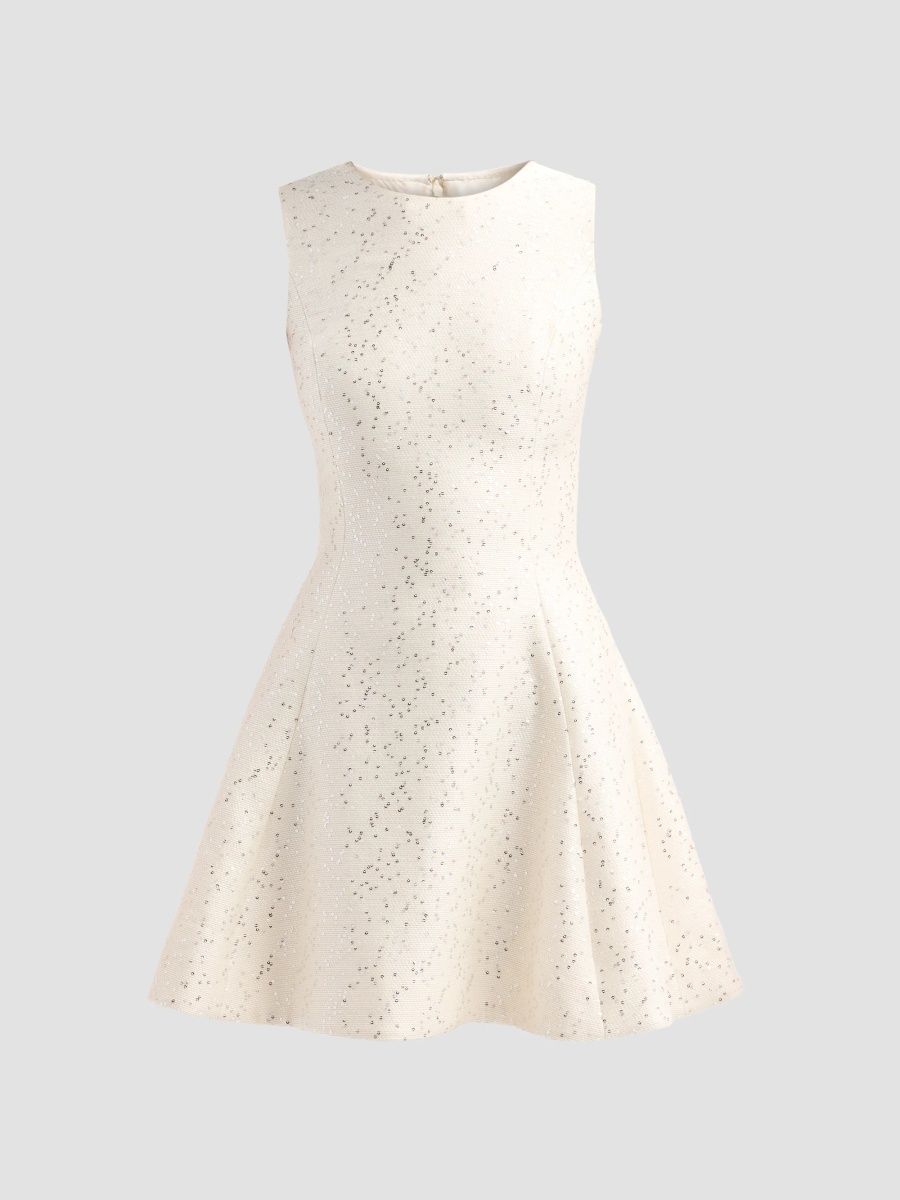 Oscar de la Renta Women's Sequin Tweed Sleeveless Day Dress - Ivory - Size 0