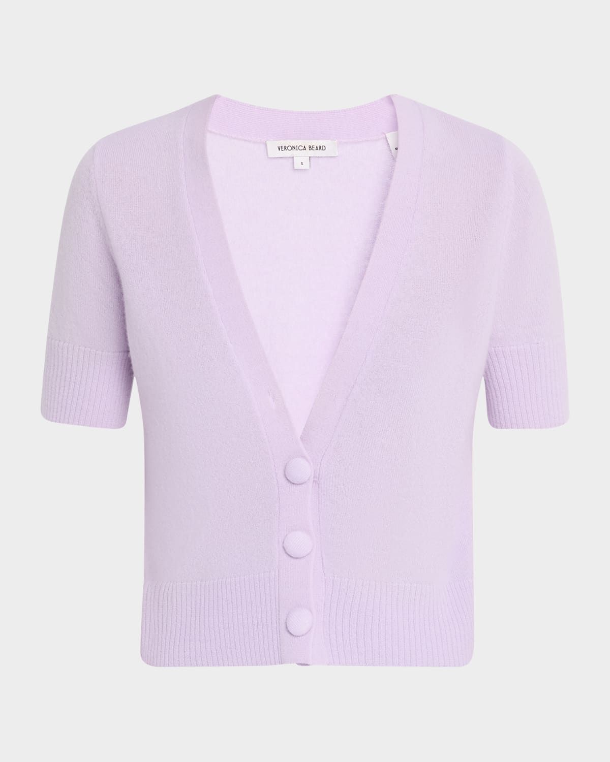 Solene Short-Sleeve Cashmere Cardigan