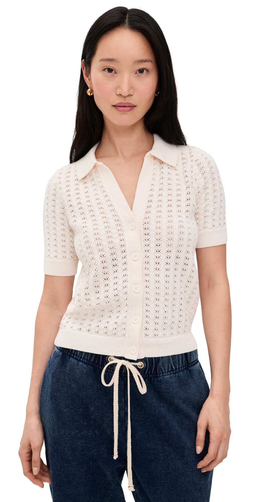 Marine Layer Piper Knit Resort Shirt Cream XL