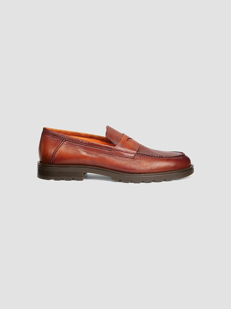 Men's Rock Leather Penny Loafers - Brown - Size 7.5