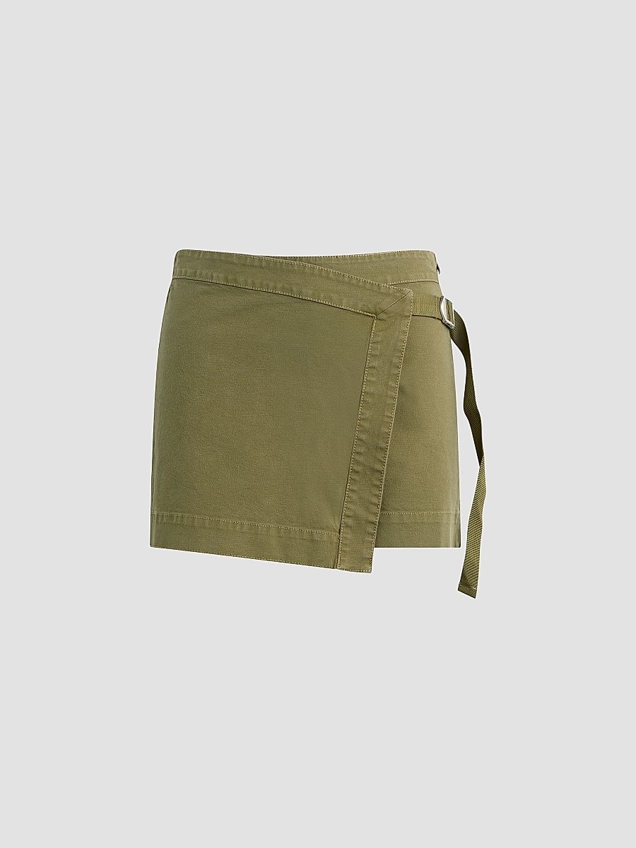 Women's Sporty D-Ring Belt Stretch Cotton Skort - Dried Herb - Size 10