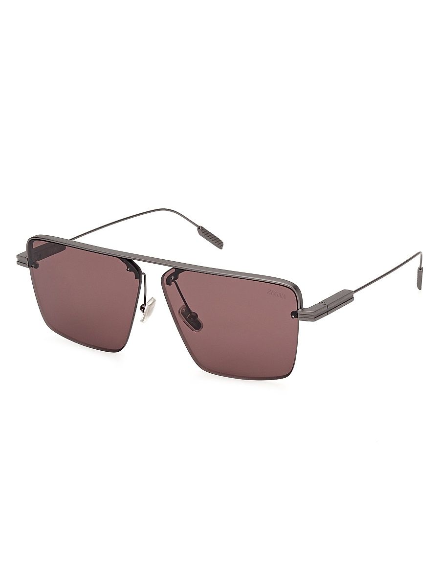 Men's 61MM Geometric Sunglasses - Matte Gunmetal Bordeaux