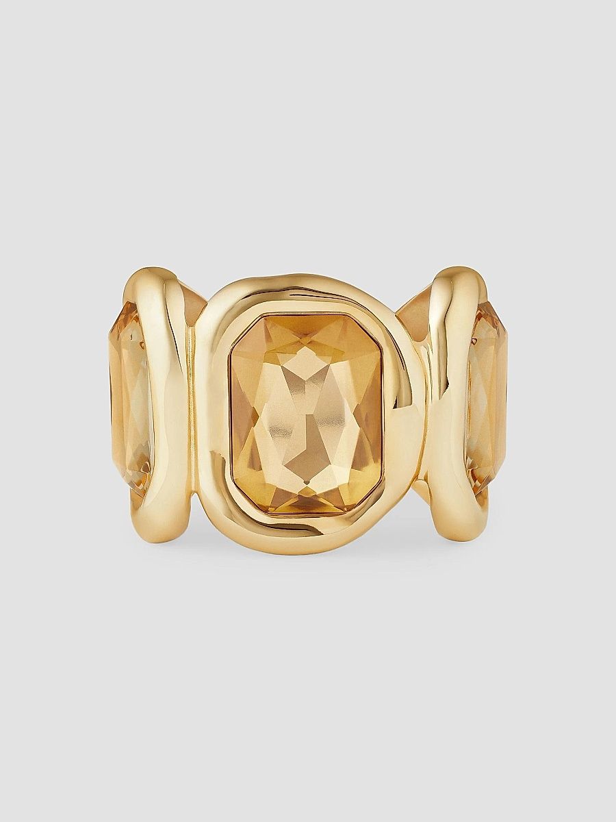 Givenchy Women's Sculptural Crystal Cuff in Metal - Golden - Size Medium