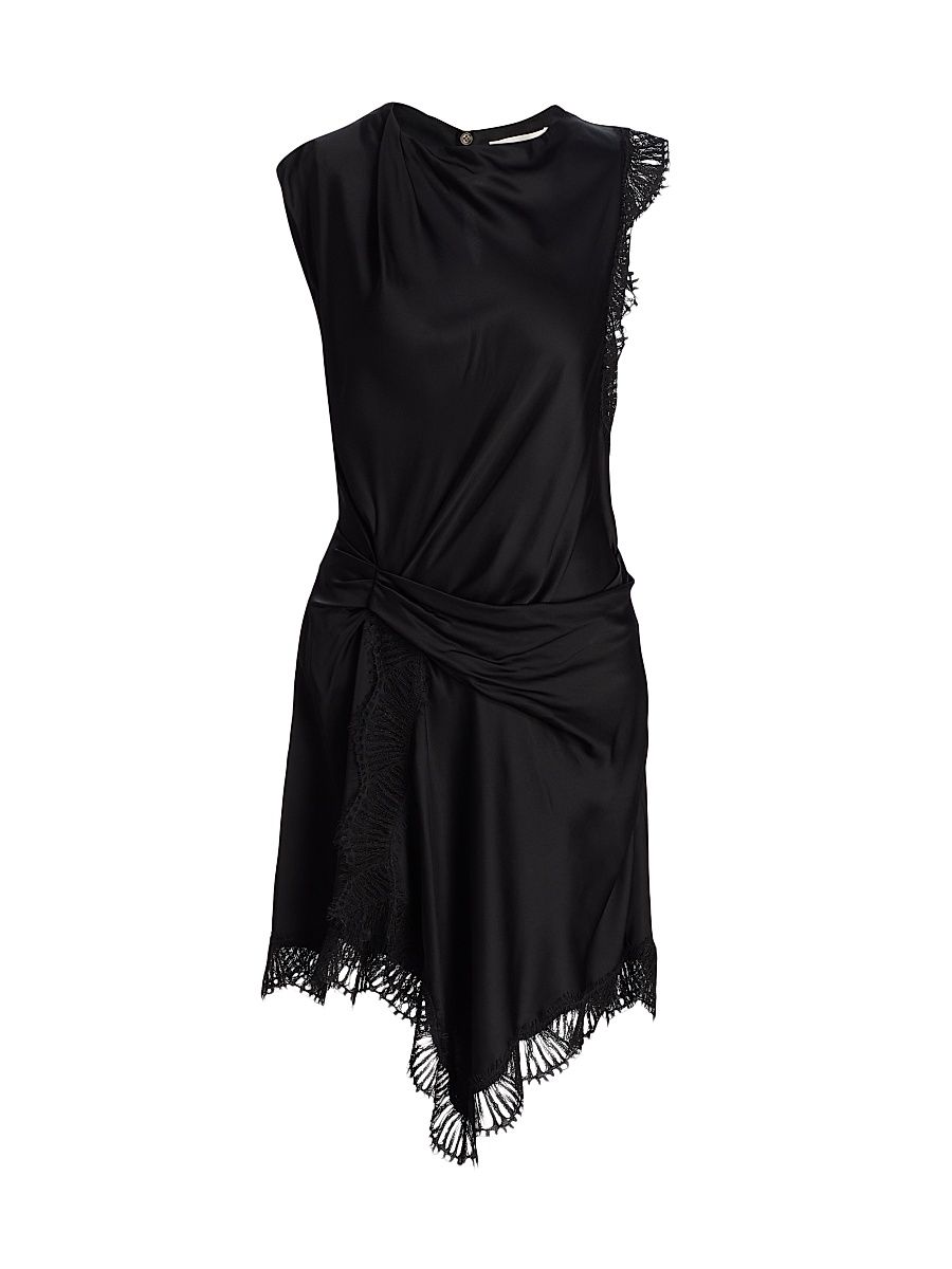 Women's Dion Draped Lace-Trimmed Minidress - Black - Size 12