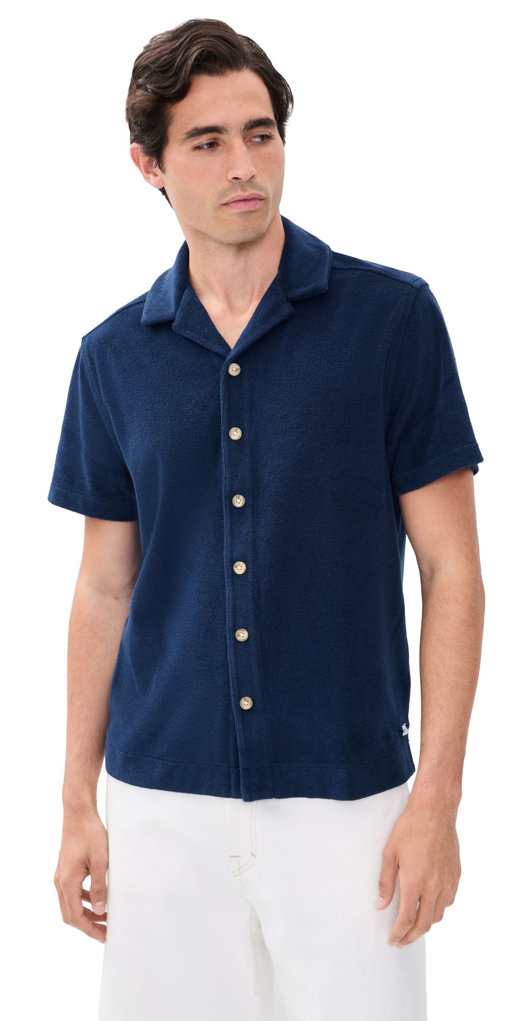 Fair Harbor Ravello Terry Button Up Shirt Navy XL