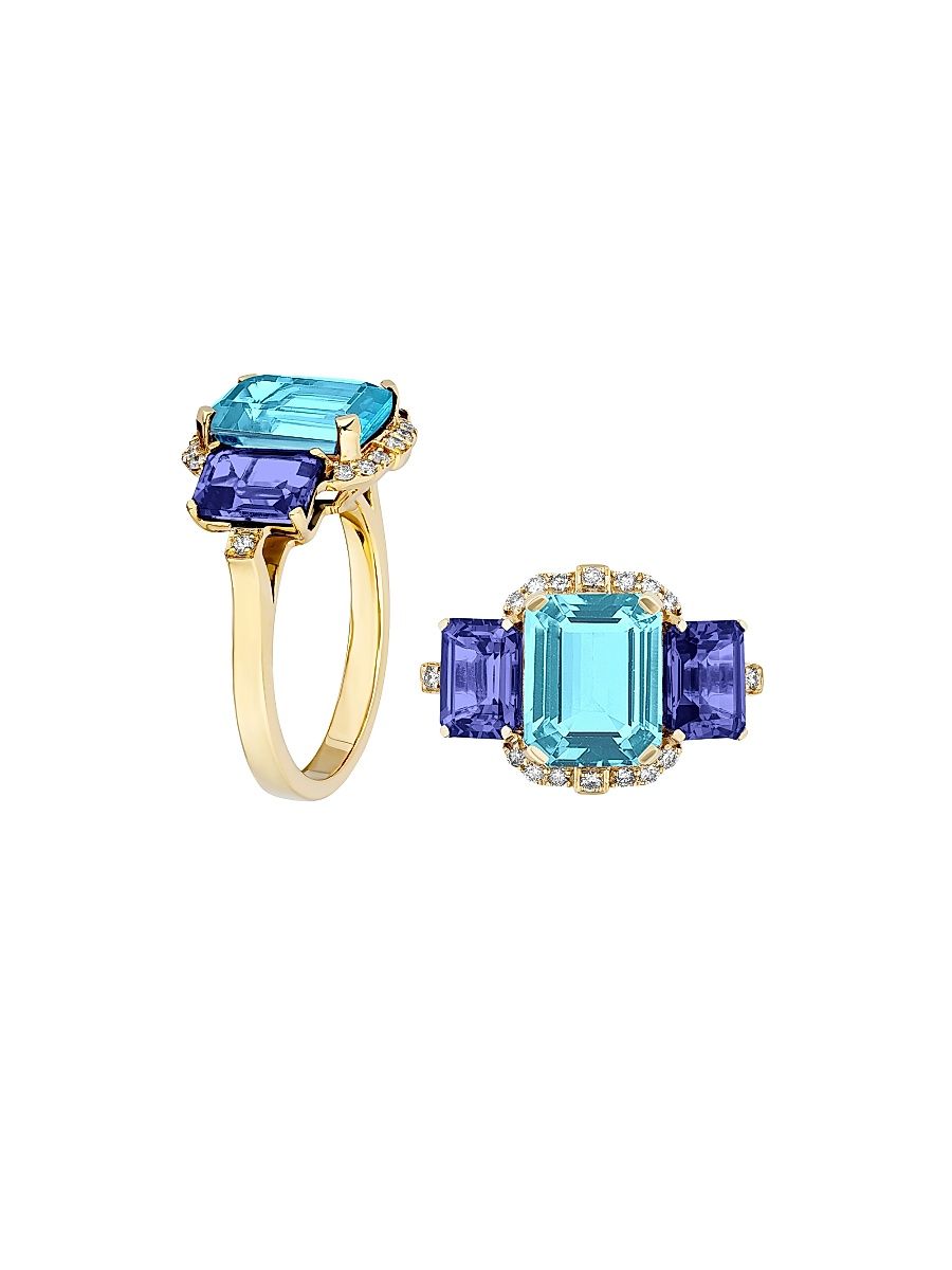 Women's Gossip 18K Yellow Gold & Multi-Gemstone Ring - Blue - Size 7