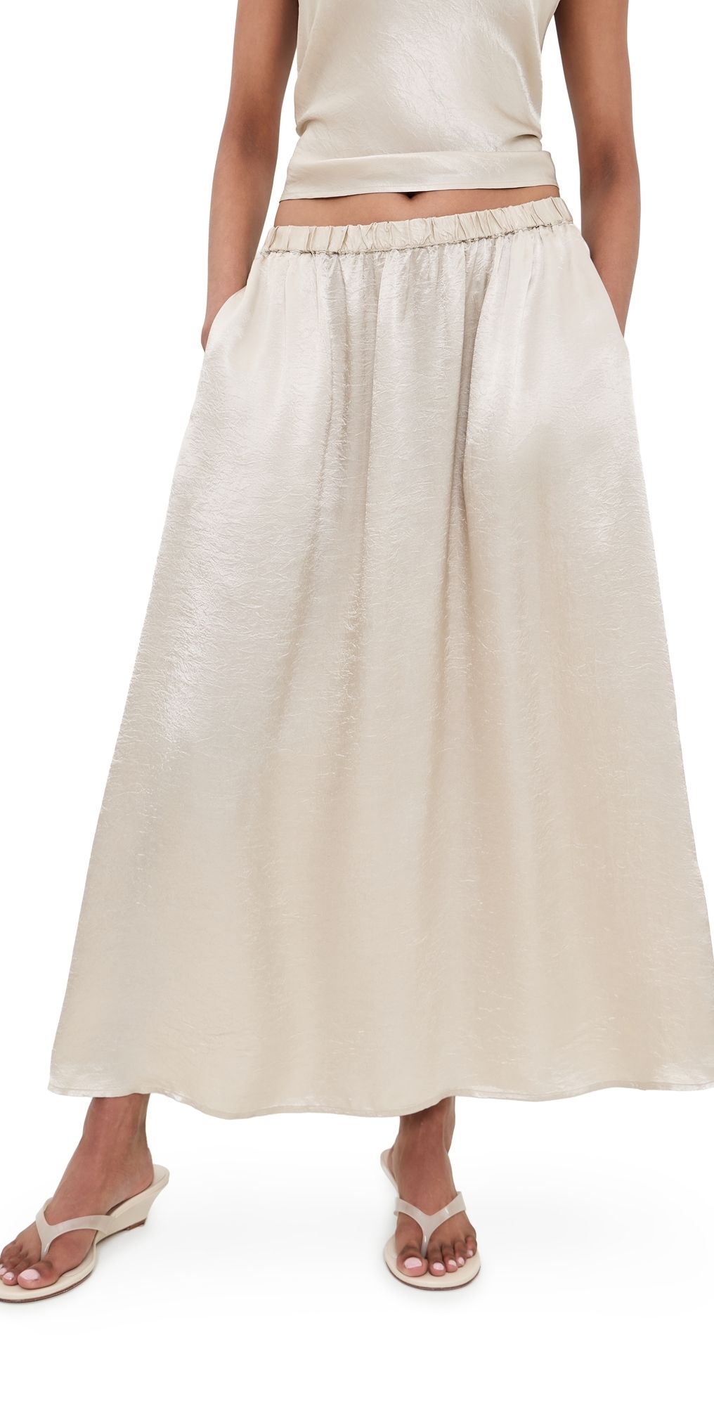 Enza Costa Textured Satin Celeste Skirt Champagne 0