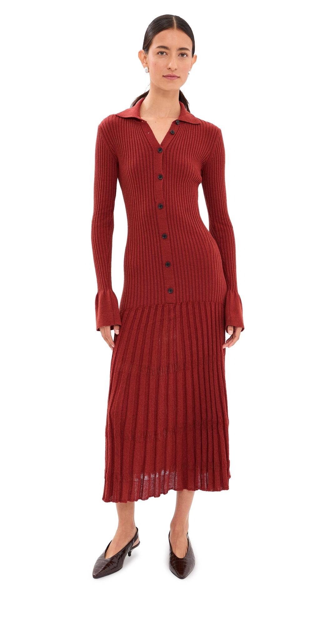 Proenza Schouler Textured Rosario Dress Rust L