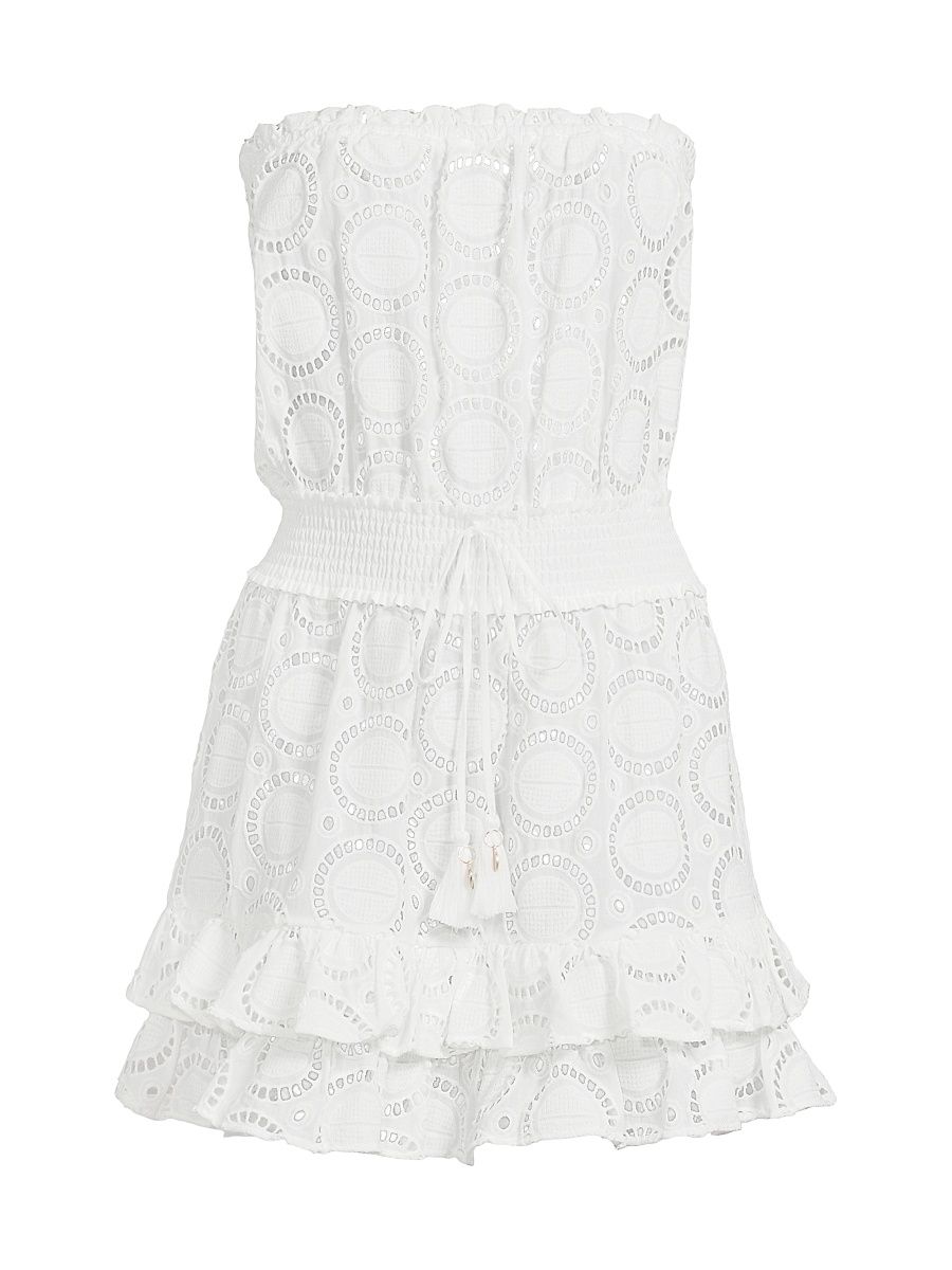 Women's Verity Cotton Eyelet Cover-Up Minidress - White - Size Large