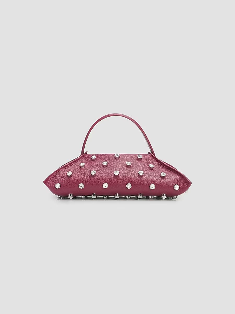 Women's Origami Leather Baguette - Grenache Crystal